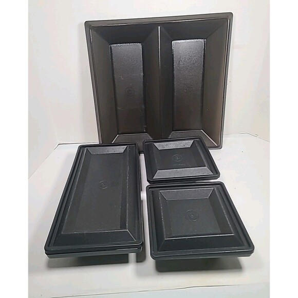 Complete Vintage Tupperware 1385 Smoke Black 7 PC Get Together Buffet Tray - Picture 1 of 12